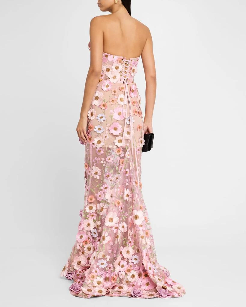 BRONX AND BANCO Jasmine Strapless Floral-Embroidered Gown 3