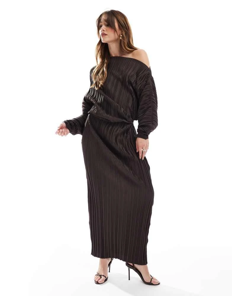 green emerald velvet dress Vendy Off The Shoulder Plisse Midi Dress Black
