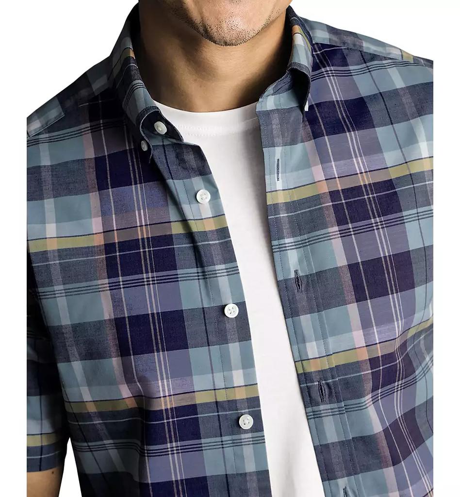 Charles Tyrwhitt Men's Slim Fit Short Sleeve Wrinkle-Resistant Plaid Button-Down Shirt