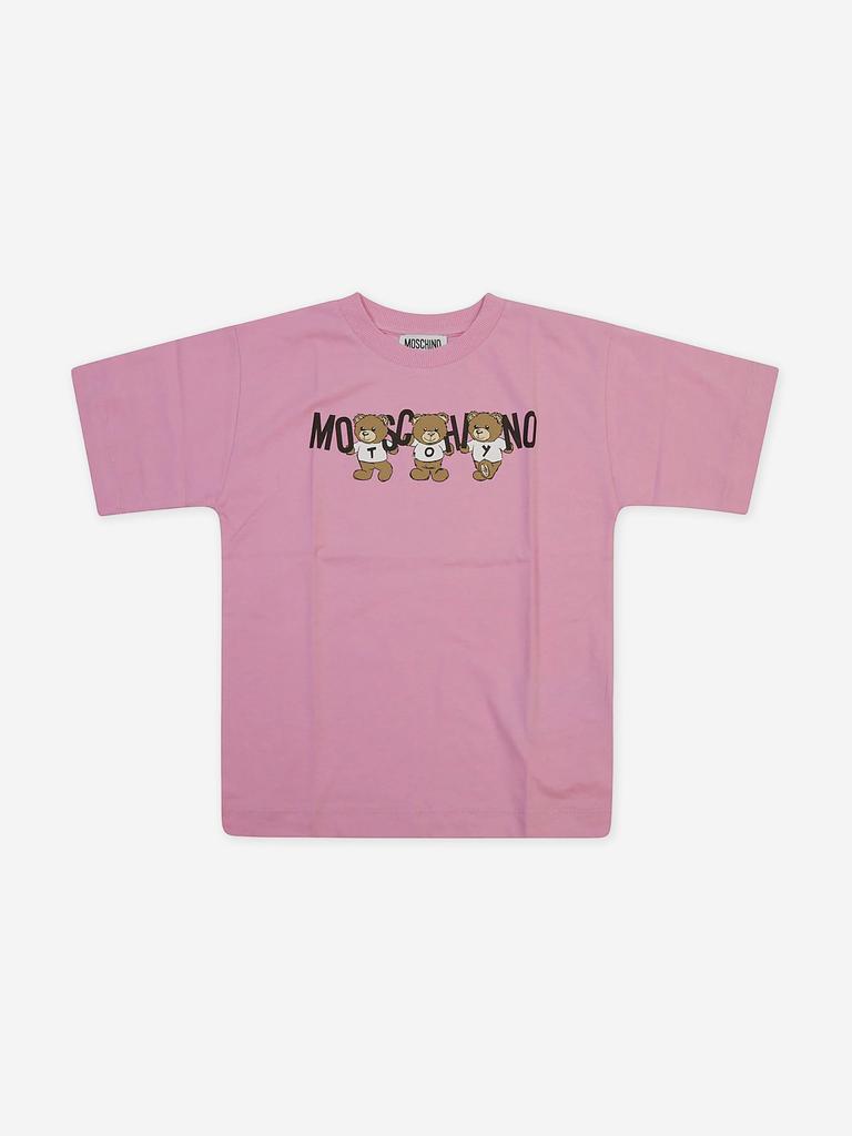 Moschino Moschino Girls Teddy Bear Logo T-Shirt in Pink