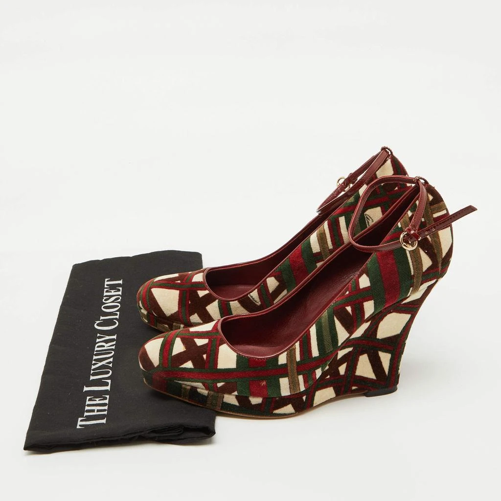 Gucci Gucci Multicolor Pattern Velvet Platform Wedge Pumps Size 39.5 11