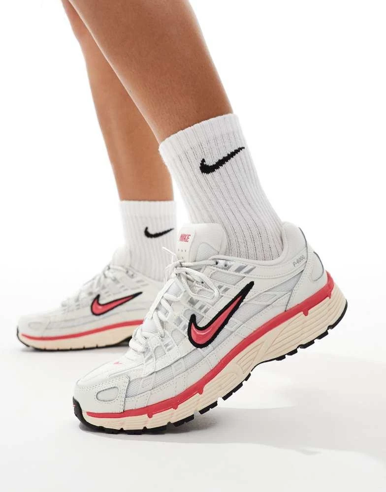NIKE Nike P-6000 trainer in off white with pink detail 4
