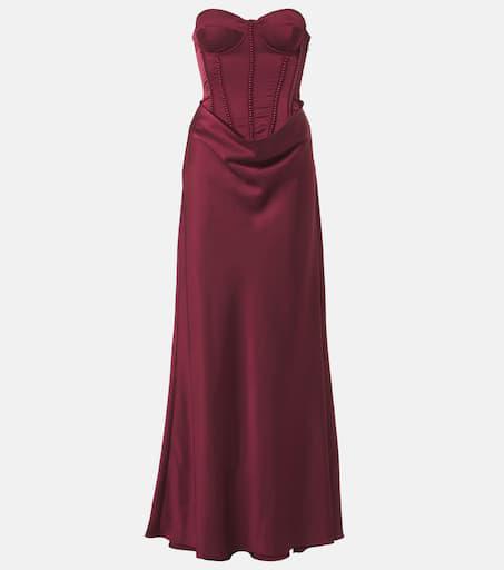 ROTATE Birger Christensen Embellished draped satin corset