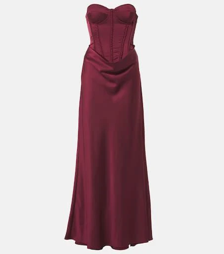 ROTATE Birger Christensen Embellished draped satin corset gown 1