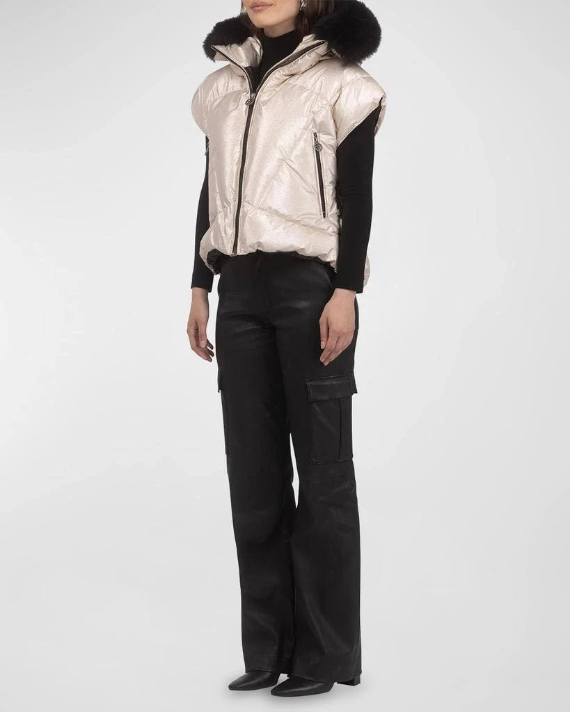 Gorski Apres-Ski Vest with Detachable Toscana Lamb Shearling Hood Trim 2