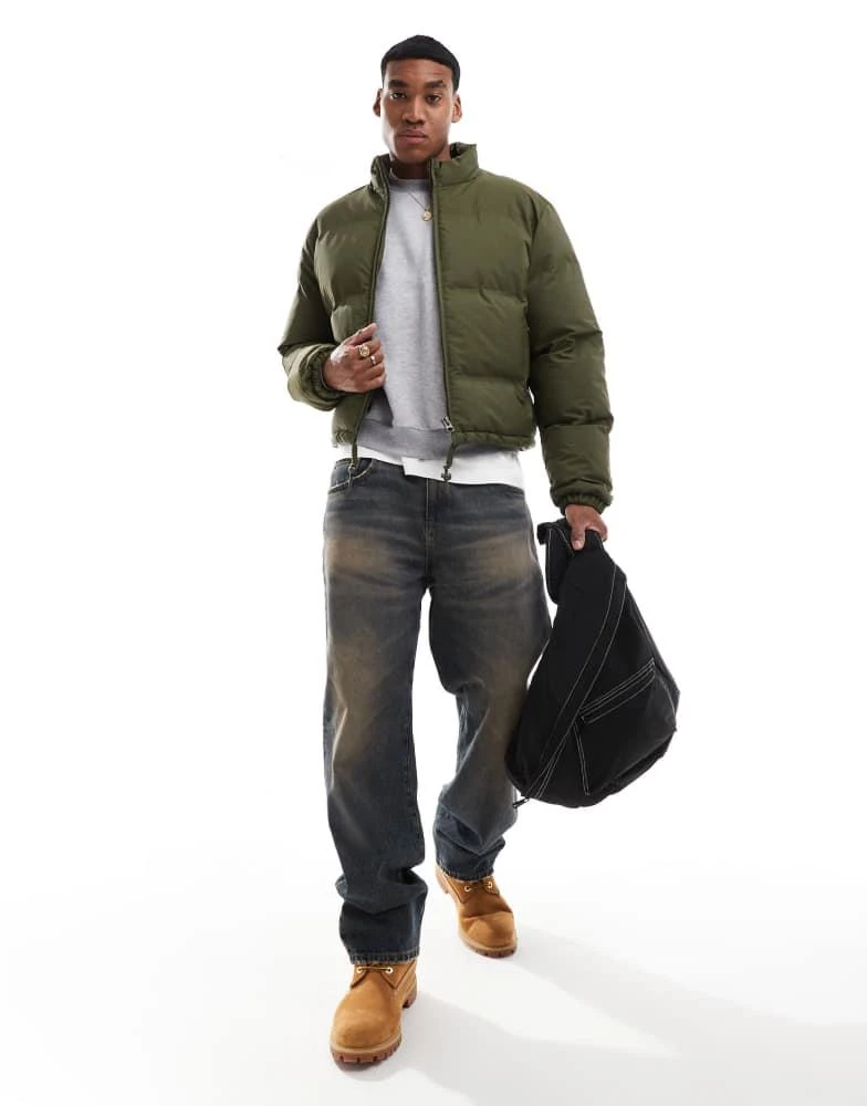 ASOS ASOS DESIGN cropped puffer jacket in green 4