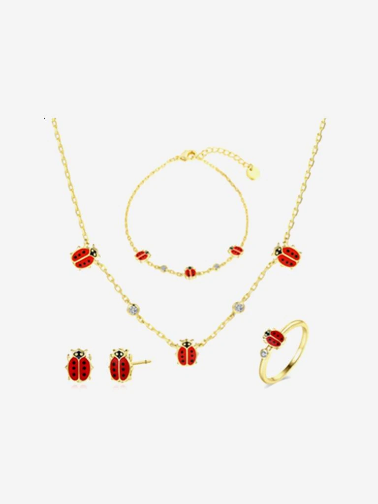 Secret Spoils Secret Spoils Girls Red Ladybird Jewellery Set in Gold (40cm)