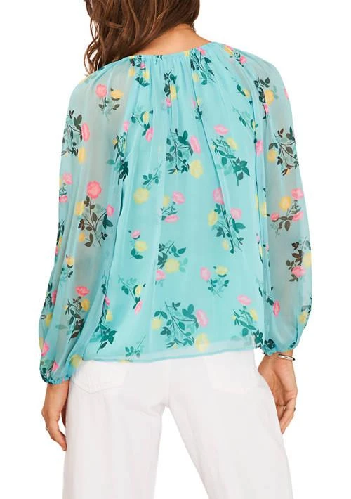 1. State Womens Blouson Sleeve Round Neck Floral Blouse 2