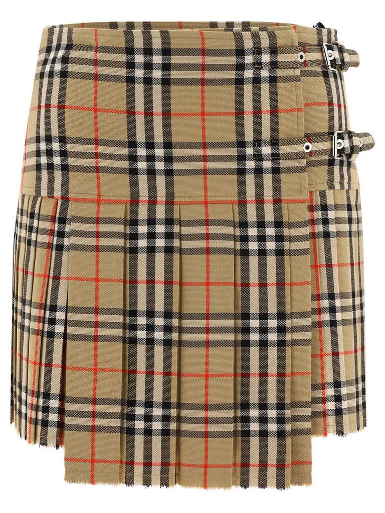 Burberry Burberry Pleated Check Wool Mini Kilt 1
