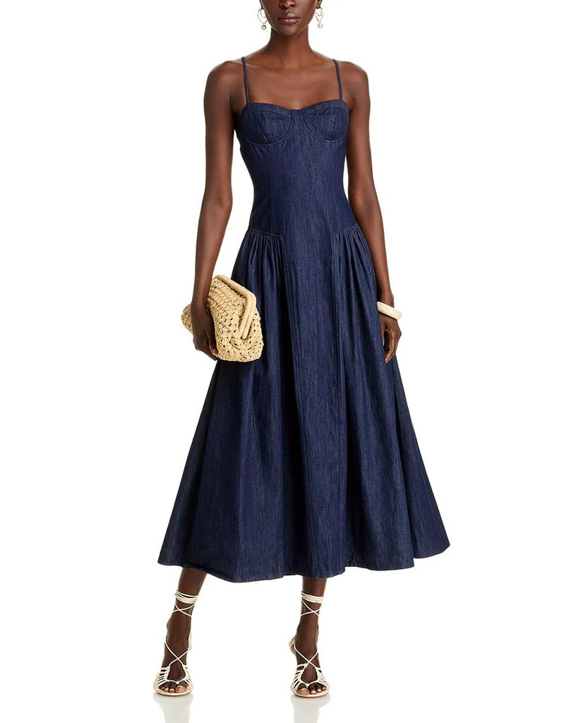 AQUA Denim Bustier Midi Dress - Exclusive 1