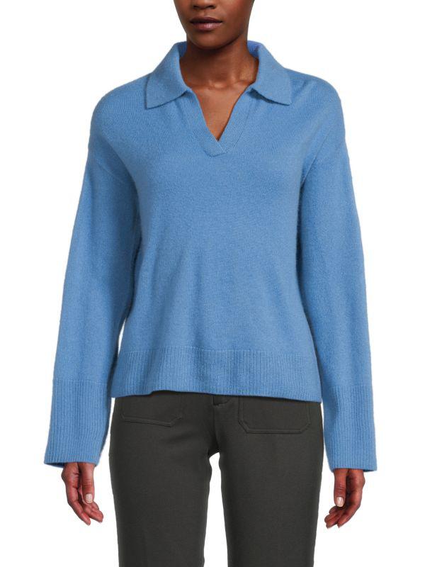 Saks Fifth Avenue 100% Cashmere Johnny Collar Polo