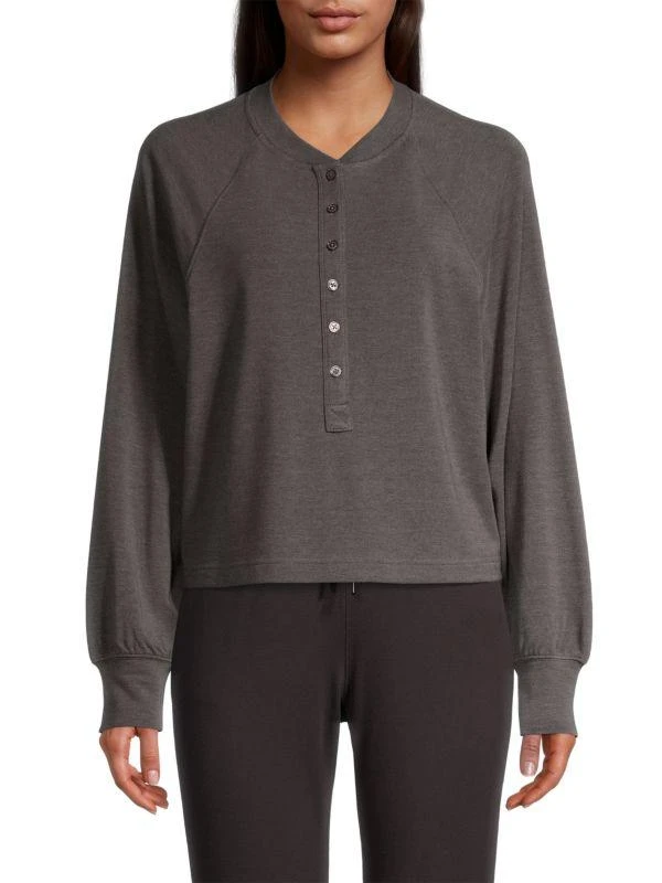 Elie Tahari Raglan-Sleeve Henley Top 1