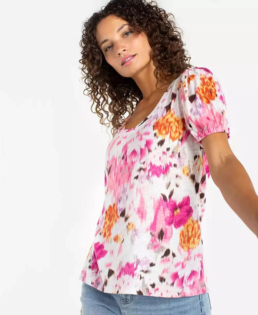 Liverpool Los Angeles Petite Puff Sleeve Scoop Neck Top 2