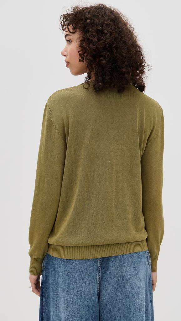 Marques Almeida Thin Knit Crew Neck Sweater with Flower Embellishment