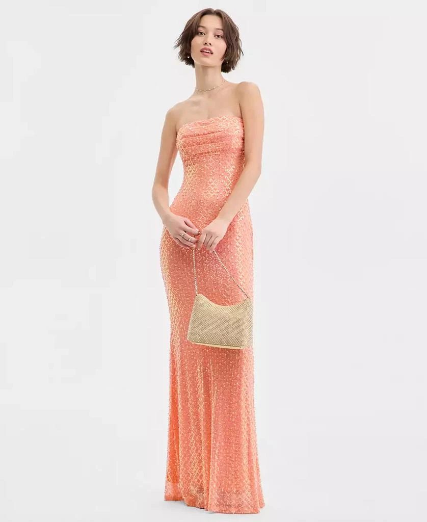 B Darlin Juniors
 Embellished Straight-Neck Strapless Gown