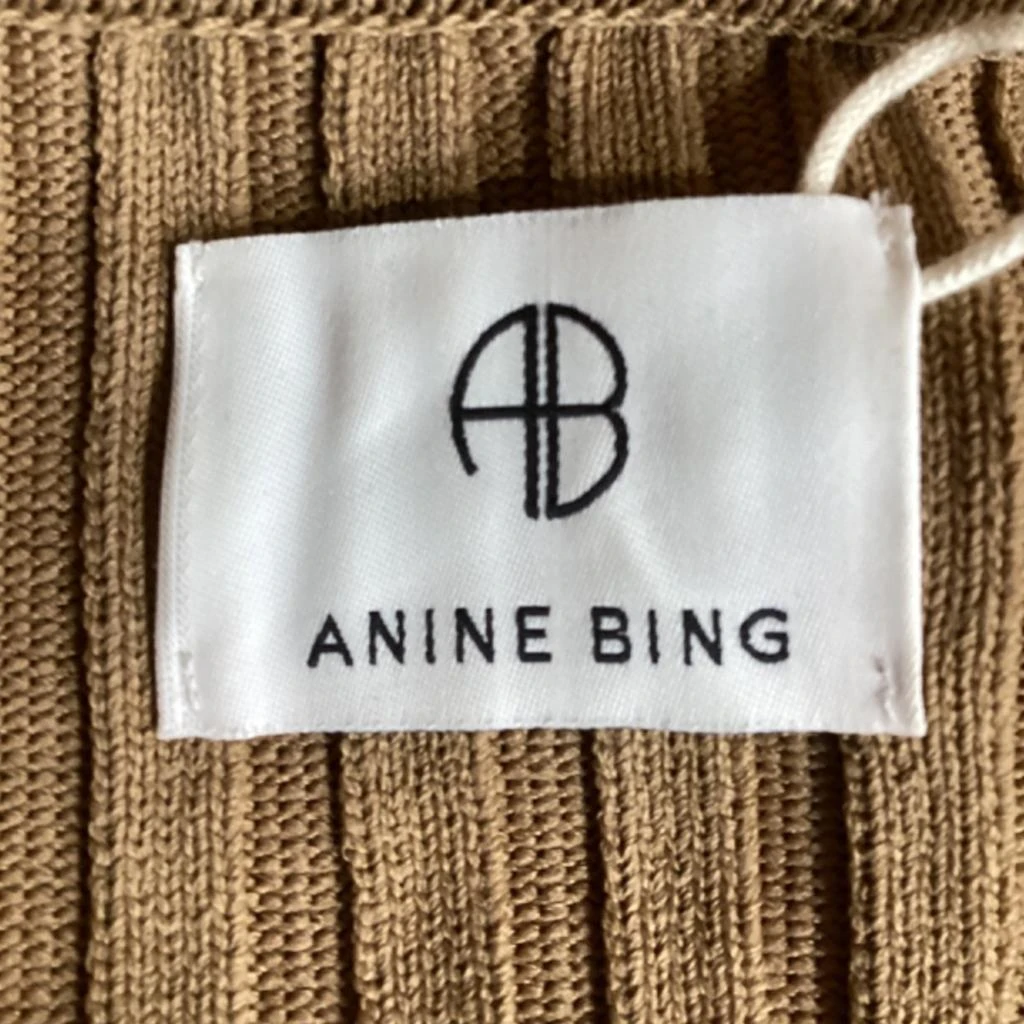 ANINE BING Joslyn Rib Knit Cardigan in Brown Rayon 6