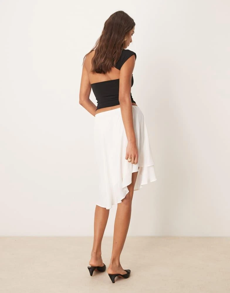 Abercrombie & Fitch Abercrombie & Fitch draped asymmetric hem mini skirt in cream 4