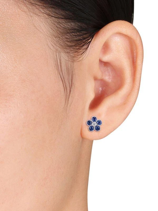 Sonatina 14K White Gold, Sapphire 
0.09 TCW Diamond Earrings 2