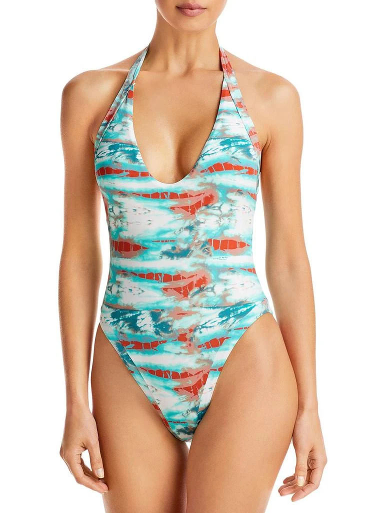 Isabella Rose Womens Halter Printed One-Piece Swimsuit 1