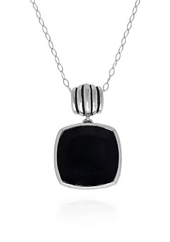 Belk 
Co. Onyx Pendant Necklace in Sterling Silver