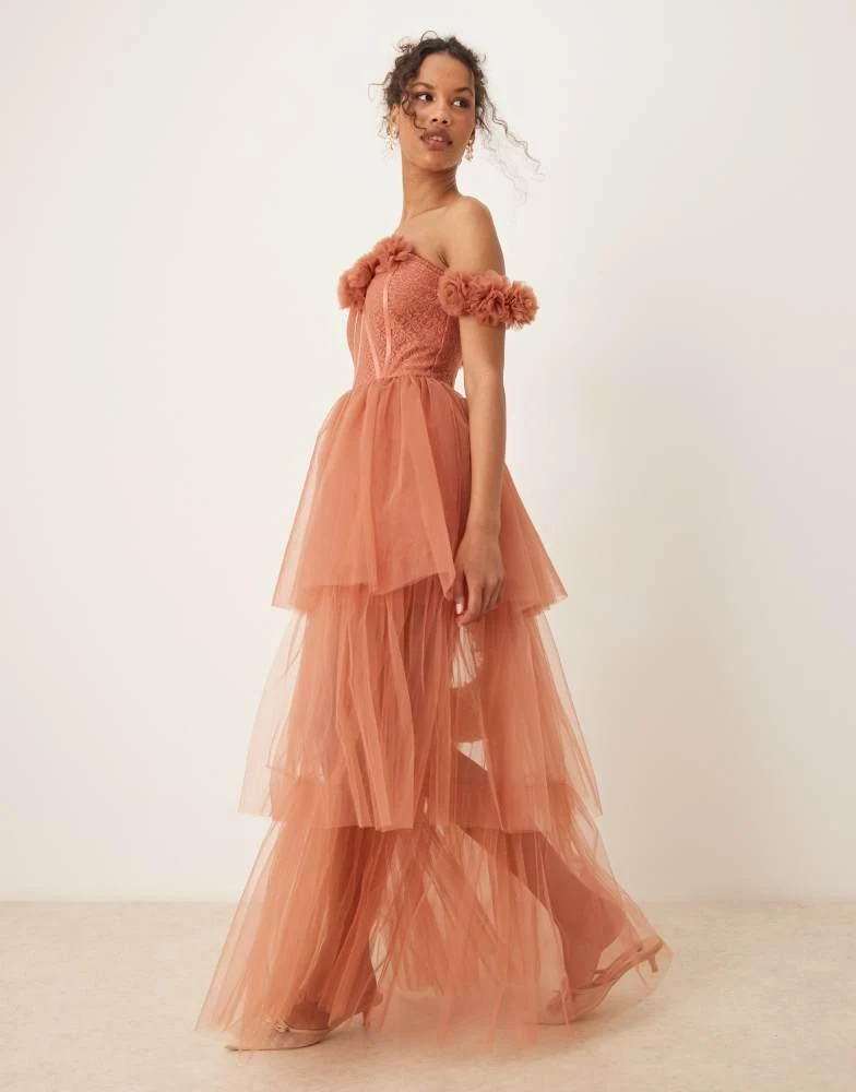 best body shapers for formal dresses Corset Maxi Skirt Off-shoulder Tulle Prom Dress with Changeable under –  HAREM's Brides main image 1