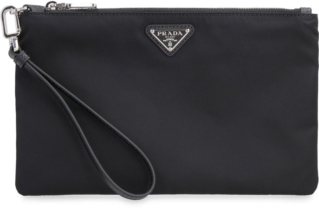 関税込■PRADA■RE-NYLON LOGO PLAQUE POUCH BAG Prada Prada Logo Plaque Zipped Pouch Bag - Handbags - Free