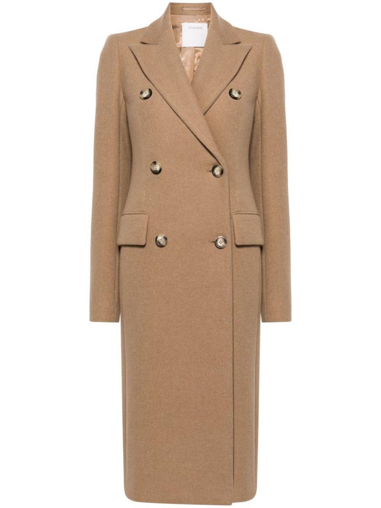 【送料&関税込】SportMax Double-breasted Belted Coat Pure wool trench coat, black | Sportmax