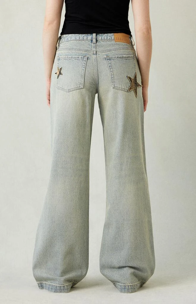 PacSun Casey Camo Star Low Rise Baggy Jeans Light Indigo 5