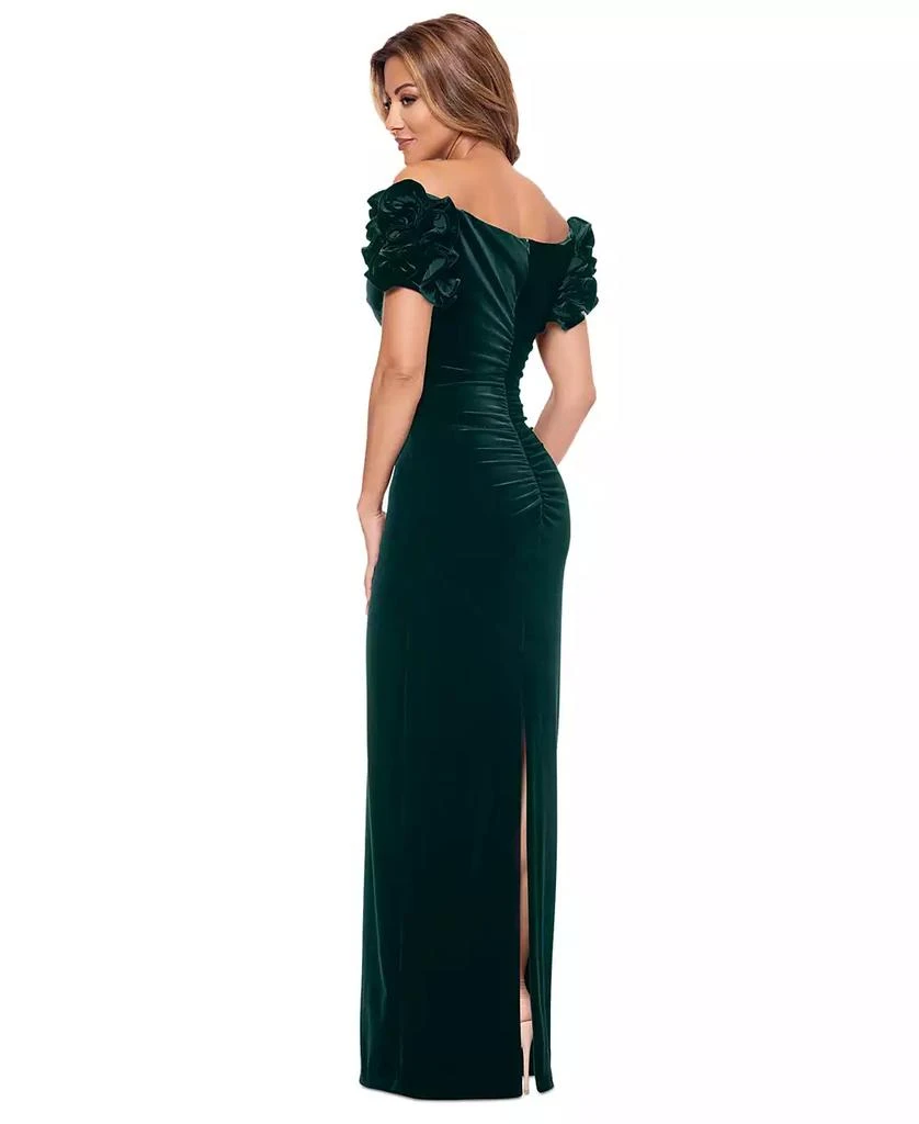 XSCAPE Women's Off-The-Shoulder Ruffled Velvet Gown 2