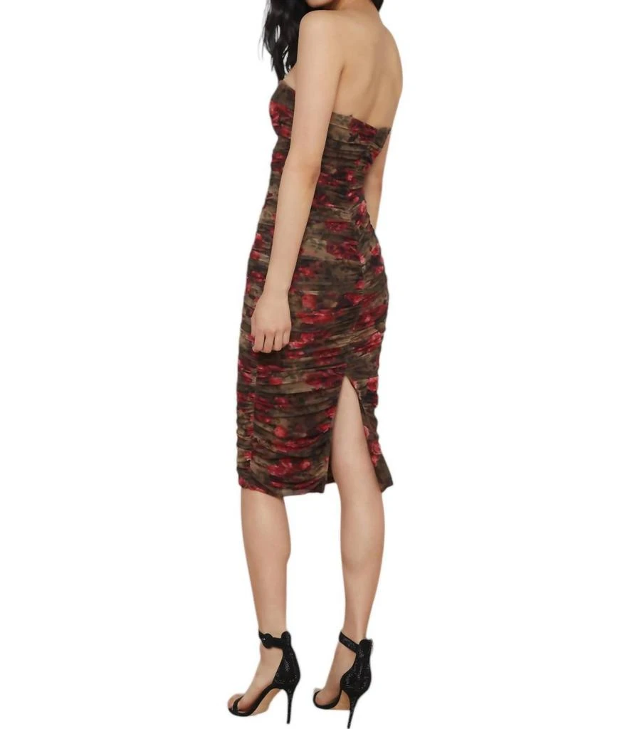 L'Agence Floral Cheetah Caprice Midi Dress In Army/pink 3