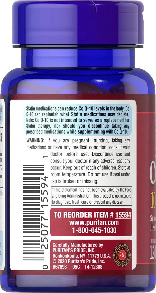Puritan's Pride Q-SORB Co Q-10 100 mg 120 Softgels 6