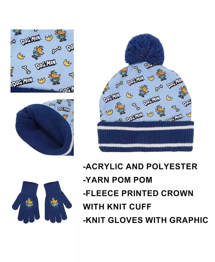 Dog Man Boys All-Over Character Print Youth 2-Piece Knit Beanie
Gloves Set 8