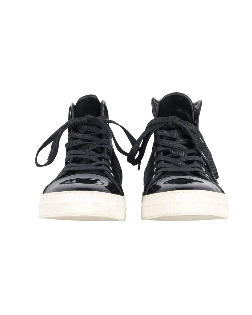 MOTHER OF PEARL Mother Of Pearl Embroidered High Top Sneakers in Black Patent Leather and Suede 2