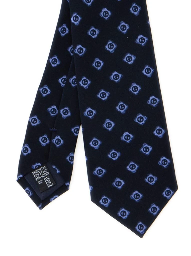 Giorgio Armani Blue Tie With All-Over Logo Print In Silk Man 3