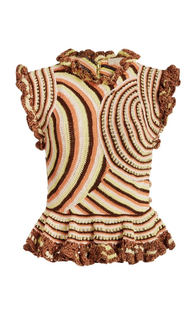 Ulla Johnson Ulla Johnson - Aurora Ruffled Knit-Cotton Top - Brown - P - Moda Operandi 1