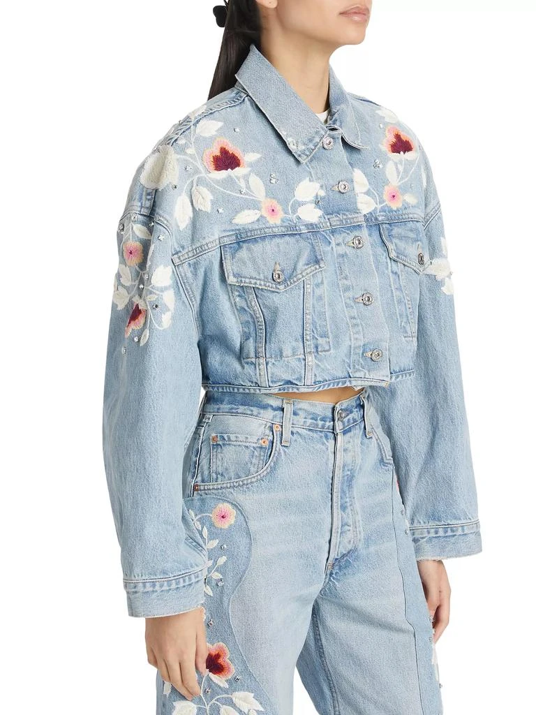 Citizens of Humanity Lena Floral Embroidered Crop Denim Jacket 4