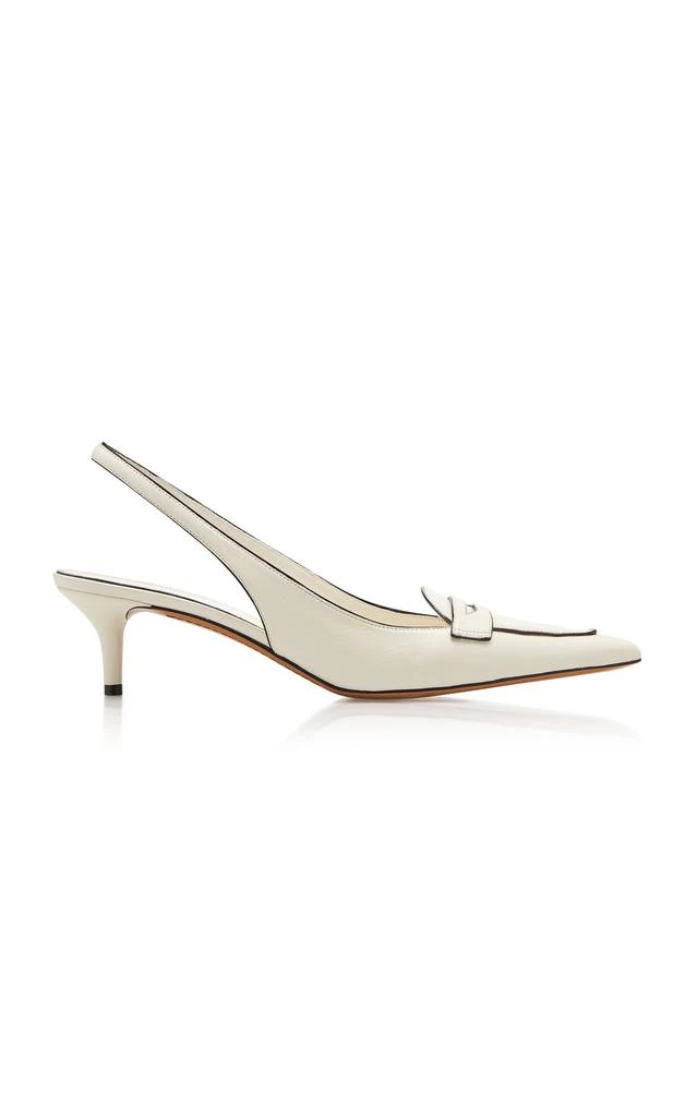 Valentino Valentino Garavani - 2001 Loafer Leather Slingback Pumps - White - IT 36.5 - Moda Operandi 1