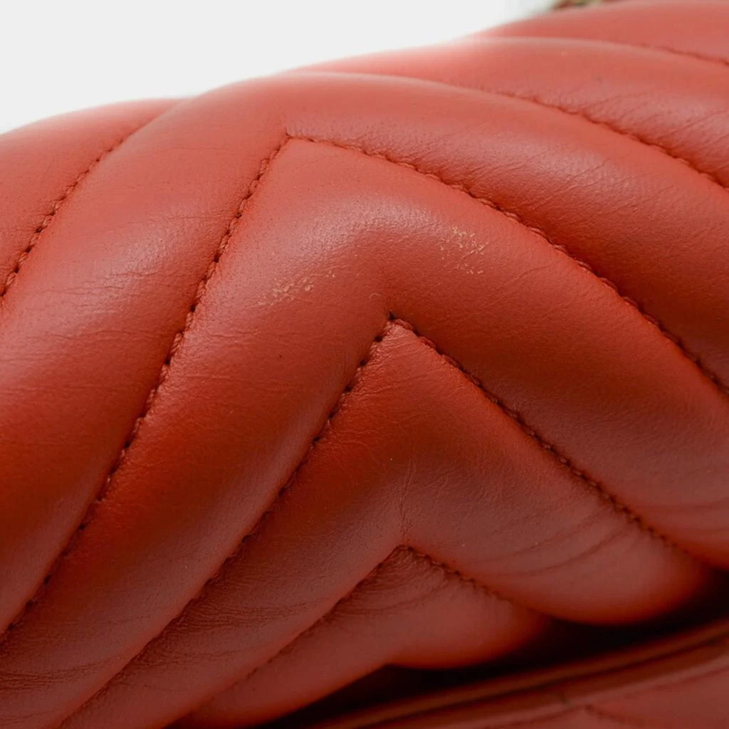 Chanel Chanel Red Lambskin Leather Chevron Chain Shoulder Bag 5