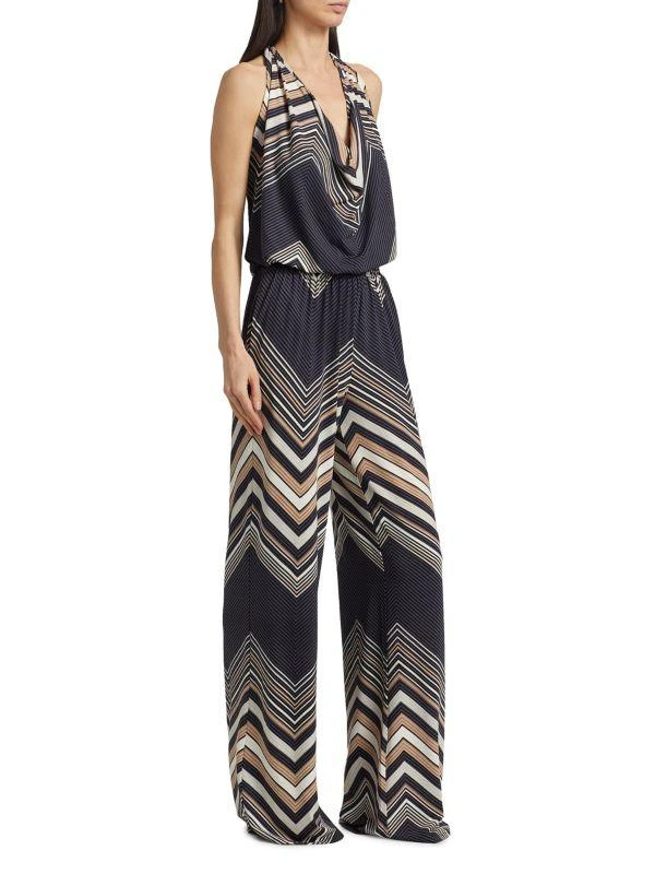 Ramy Brook Stephanie Chevron Halterneck Wide-Leg Jumpsuit 3