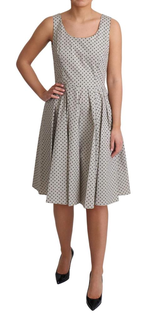 Dolce & Gabbana Dolce & Gabbana Beige Polka Dotted Cotton A-Line Dress