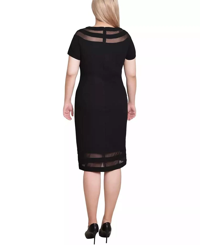 NY Collection Petite Short Sleeve Dress with Mesh Insets 2