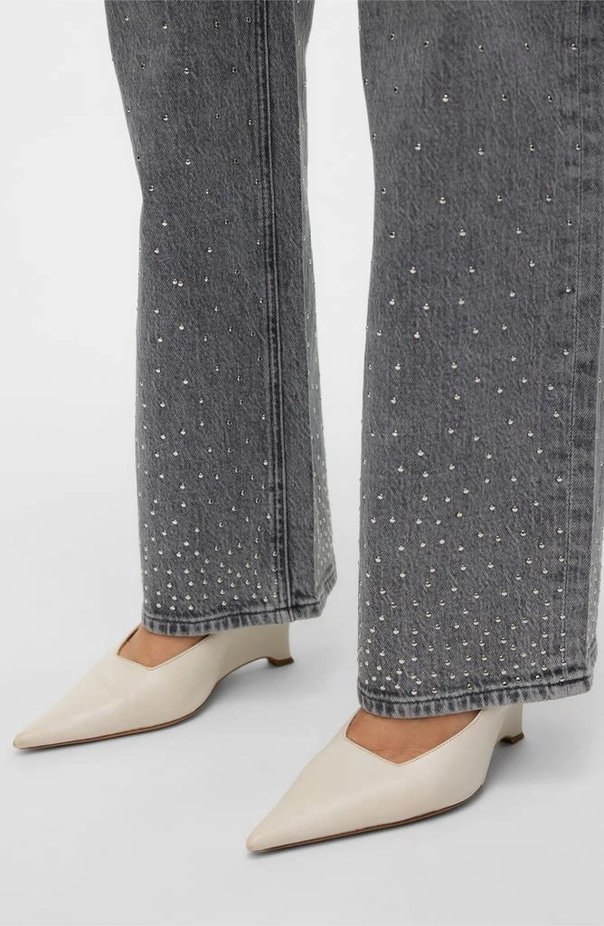 VERO MODA Tessa High Waisted Studded Wide Leg Jeans 3