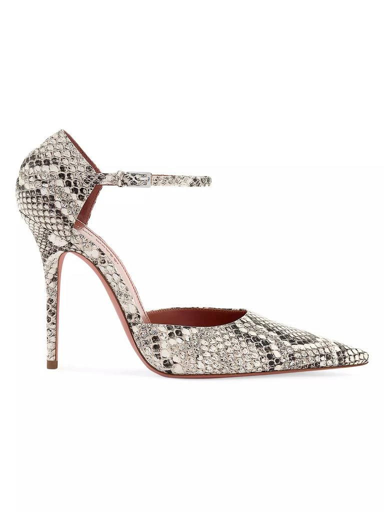 Amina Muaddi Barbara 105MM Snake Leather Mary Jane Pumps 1