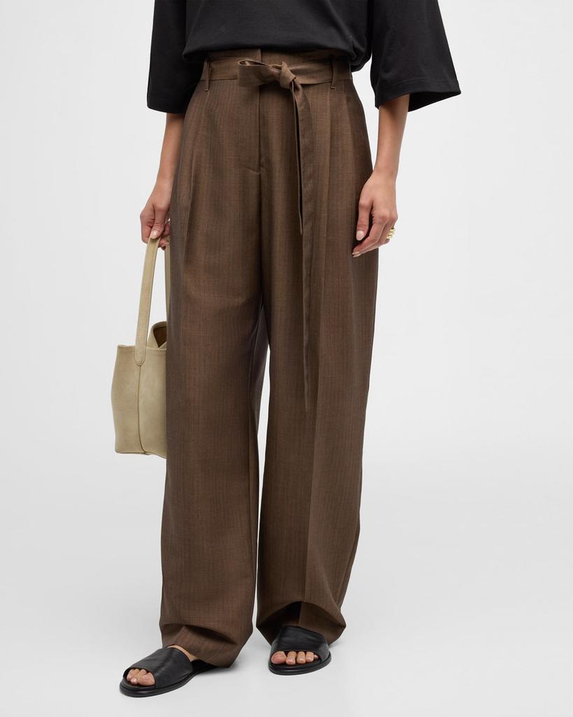 The Row Lonan Wool Wide-Leg Pants with Tie Belt