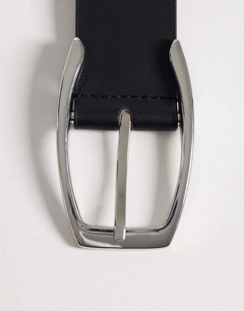 ASOS ASOS DESIGN waist and hip square half moon buckle belt in black 2