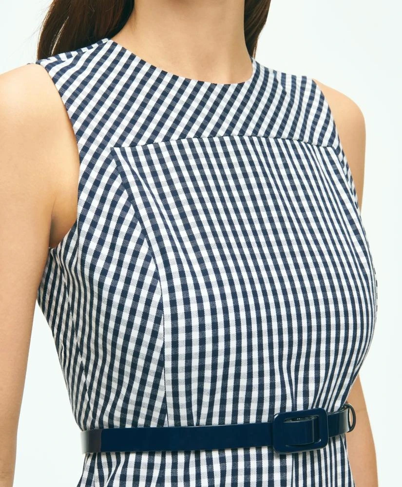 Brooks Brothers Gingham Belted Sheath Dress In Bi-Stretch Cotton 2