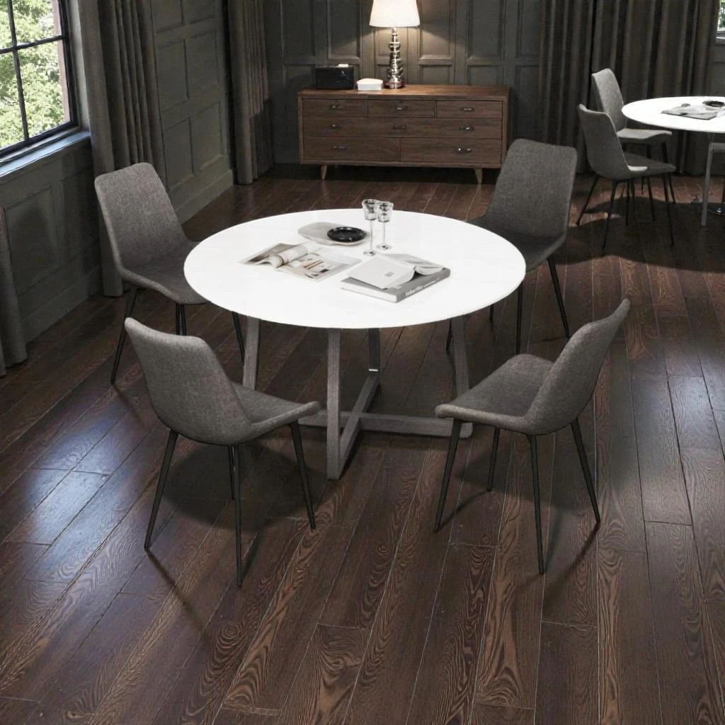 Hivvago Four Upholstered Dining Chairs with Metal Frames and Cushioned Back Support