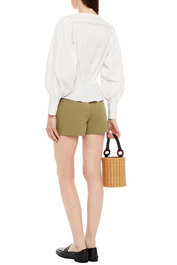 Maje Lace-trimmed shirred cotton blouse 3