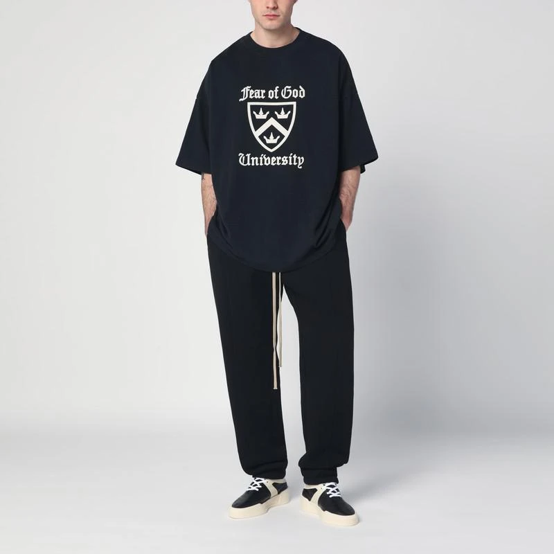 Essentials Black T-shirt with University logo 2