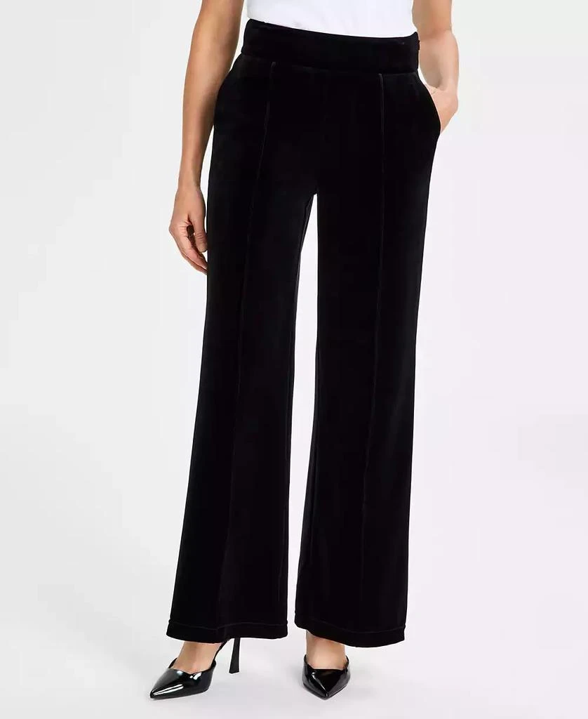 INC International Women's High-Rise Velvet Wide-Leg Pants, Created for Macy's 1